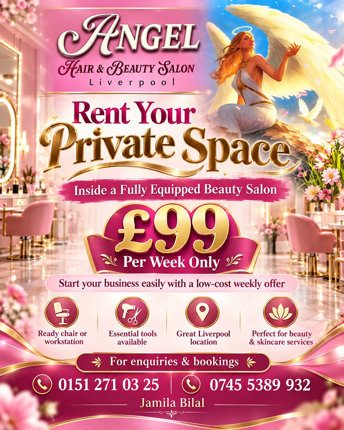 Rent your private space — £99 per week